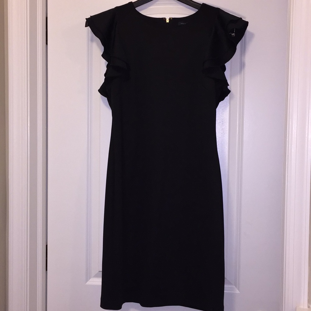 Tommy Hilfiger Black Ruffled Cap Sleeve Dress
